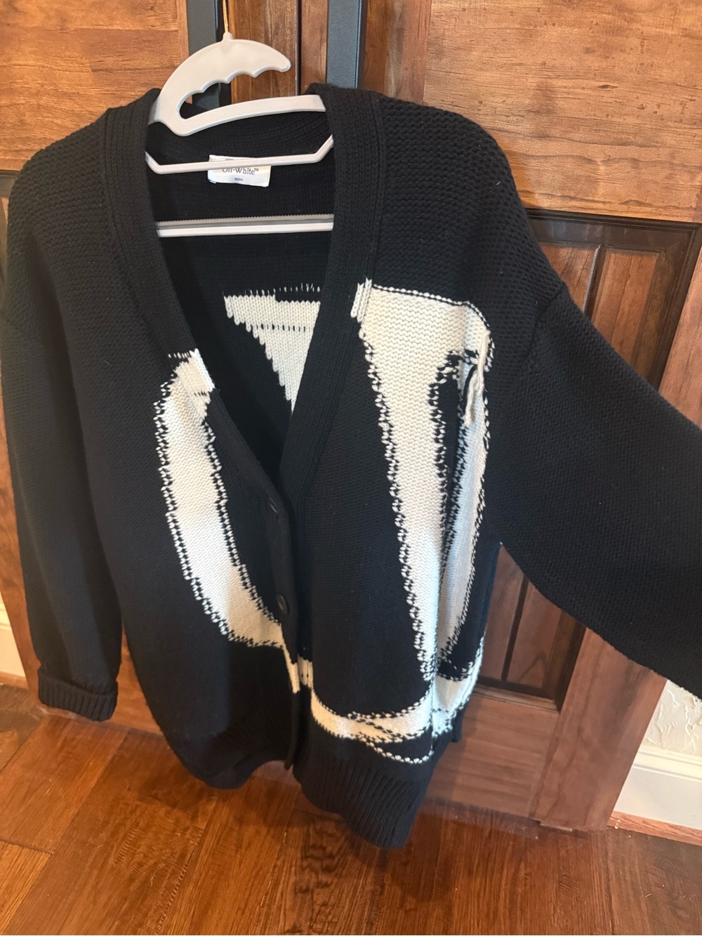 Off-White Black and White Graphic Knit Cardigan